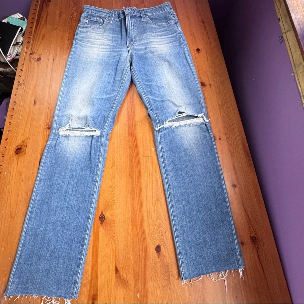 AG Adriano Goldschmied the Isabelle high rise straight cropped jeans size 27r - Picture 4 of 14